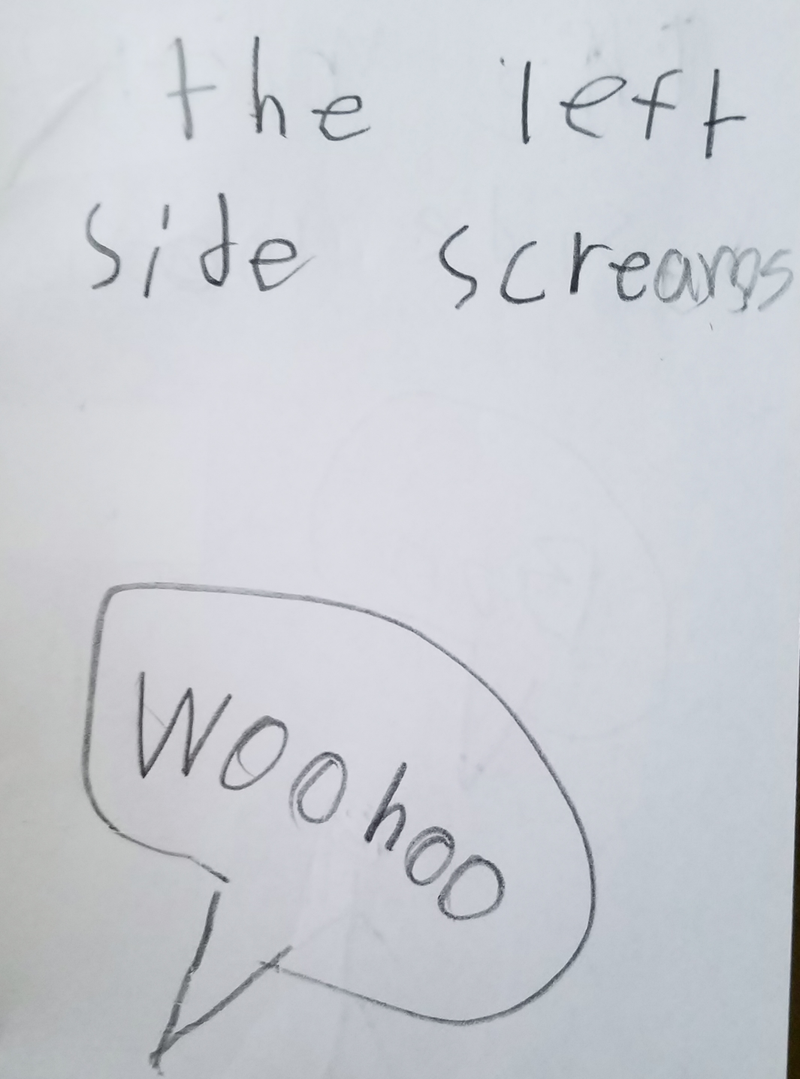 The left side screams, “Woohoo”.